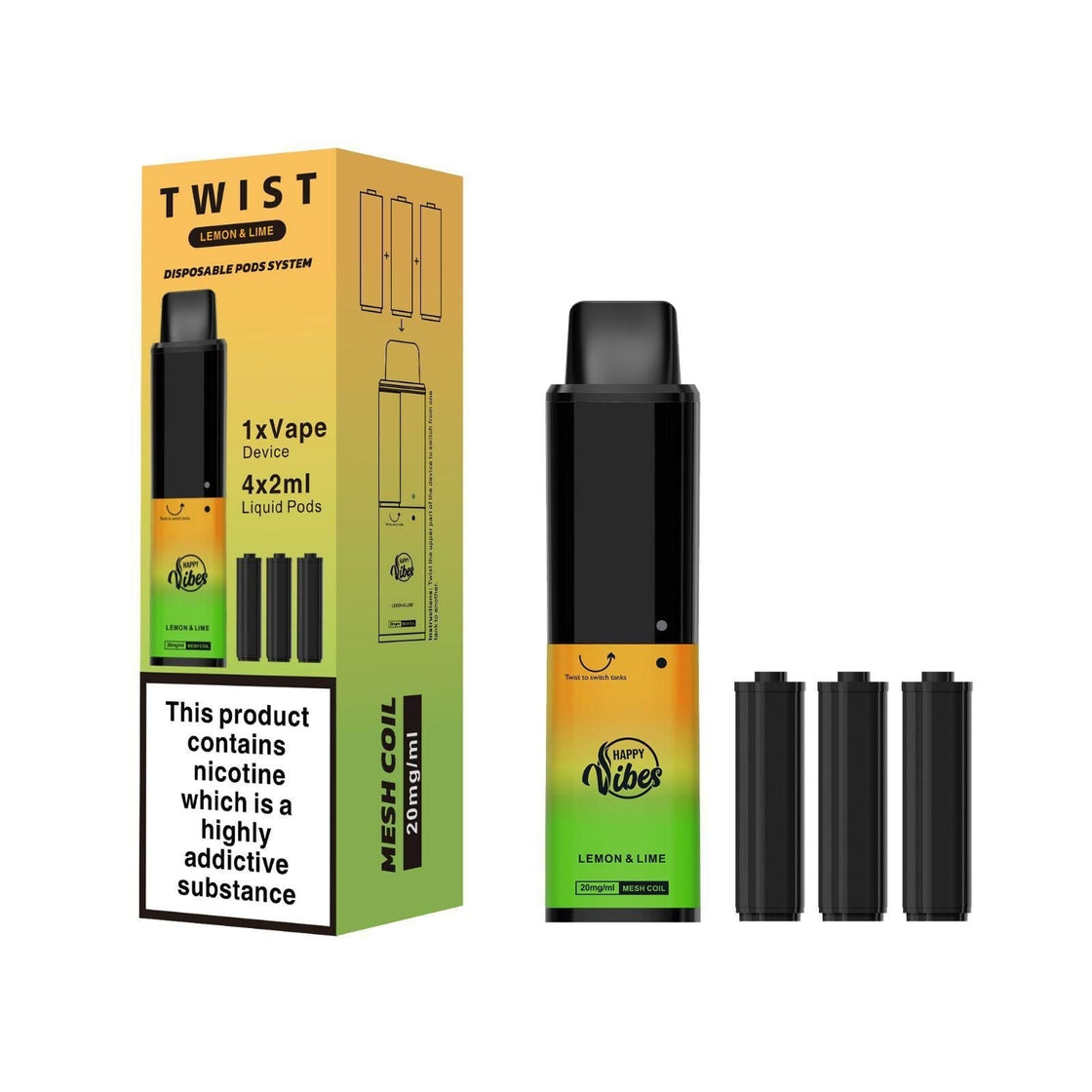 Happy Vibes Twist 2400 Disposable Vape Pod Kit - #Simbavapes#