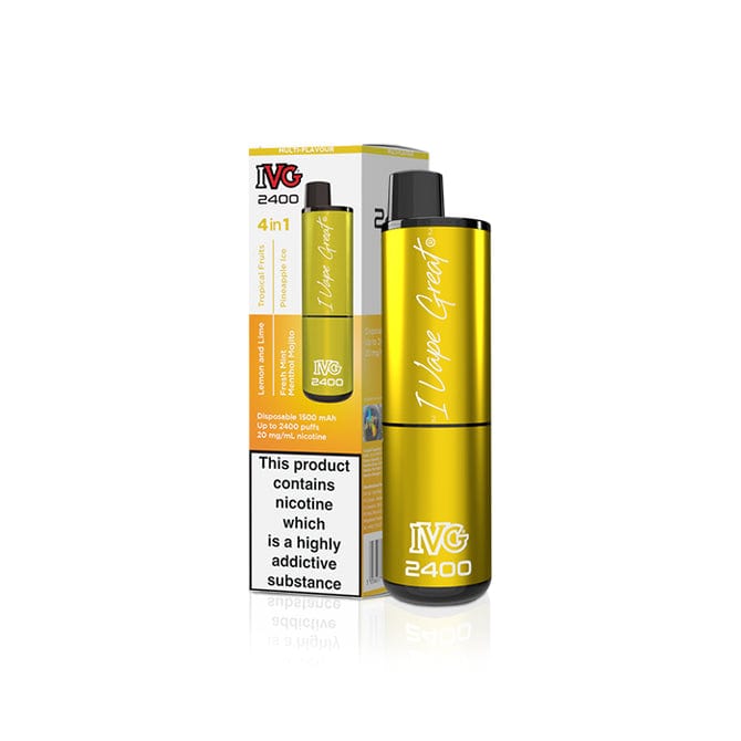 IVG DISPOSABLE PODS Yellow Edition - Multi Flavour IVG 2400 Disposable Vape Pod Puff Bar Device Box of 5