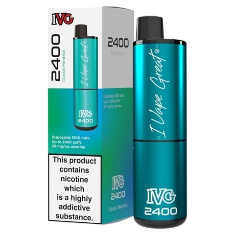 IVG WHOLESALE Classic Menthol IVG 2400 Disposable Vape Pod Puff Bar Device Box of 5