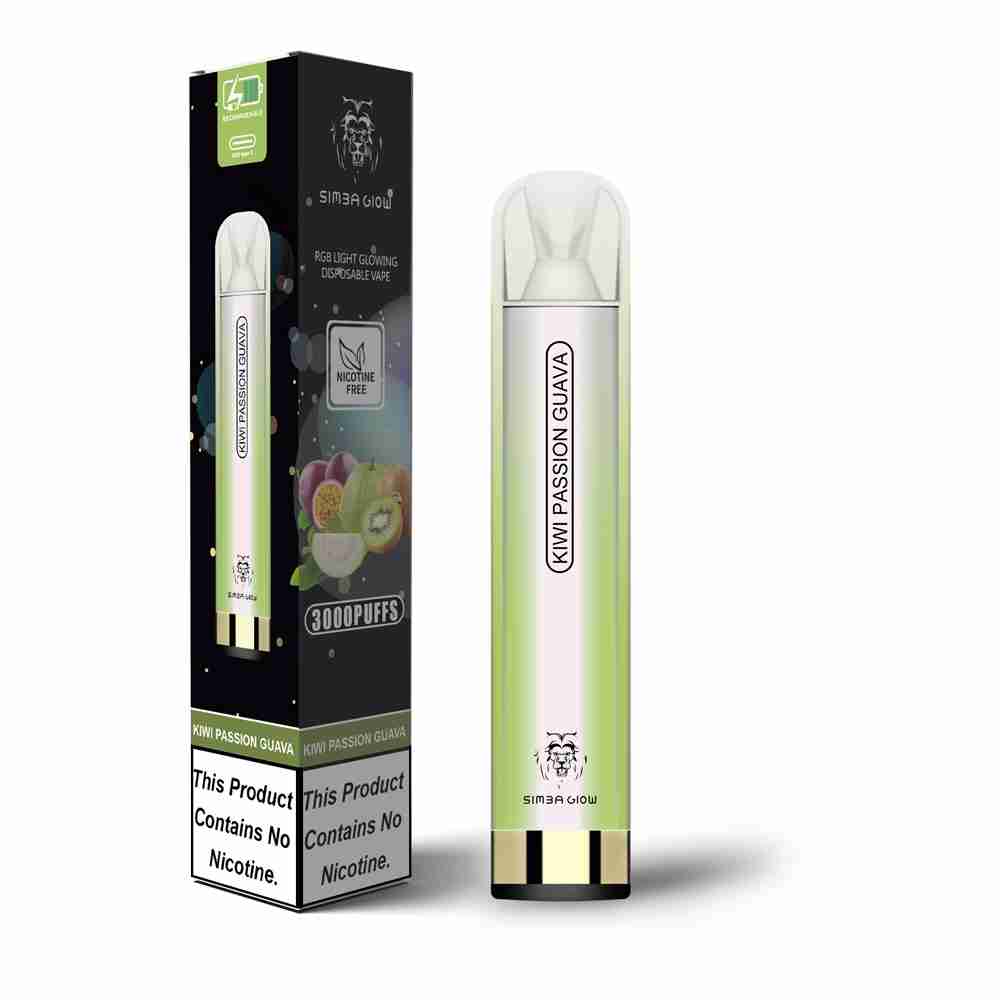 Simba Glow Bar 3000 Puffs Disposable Vape Pen E Cigarette, Rechargeable -No Nicotine – 10 Pack - #Simbavapes#